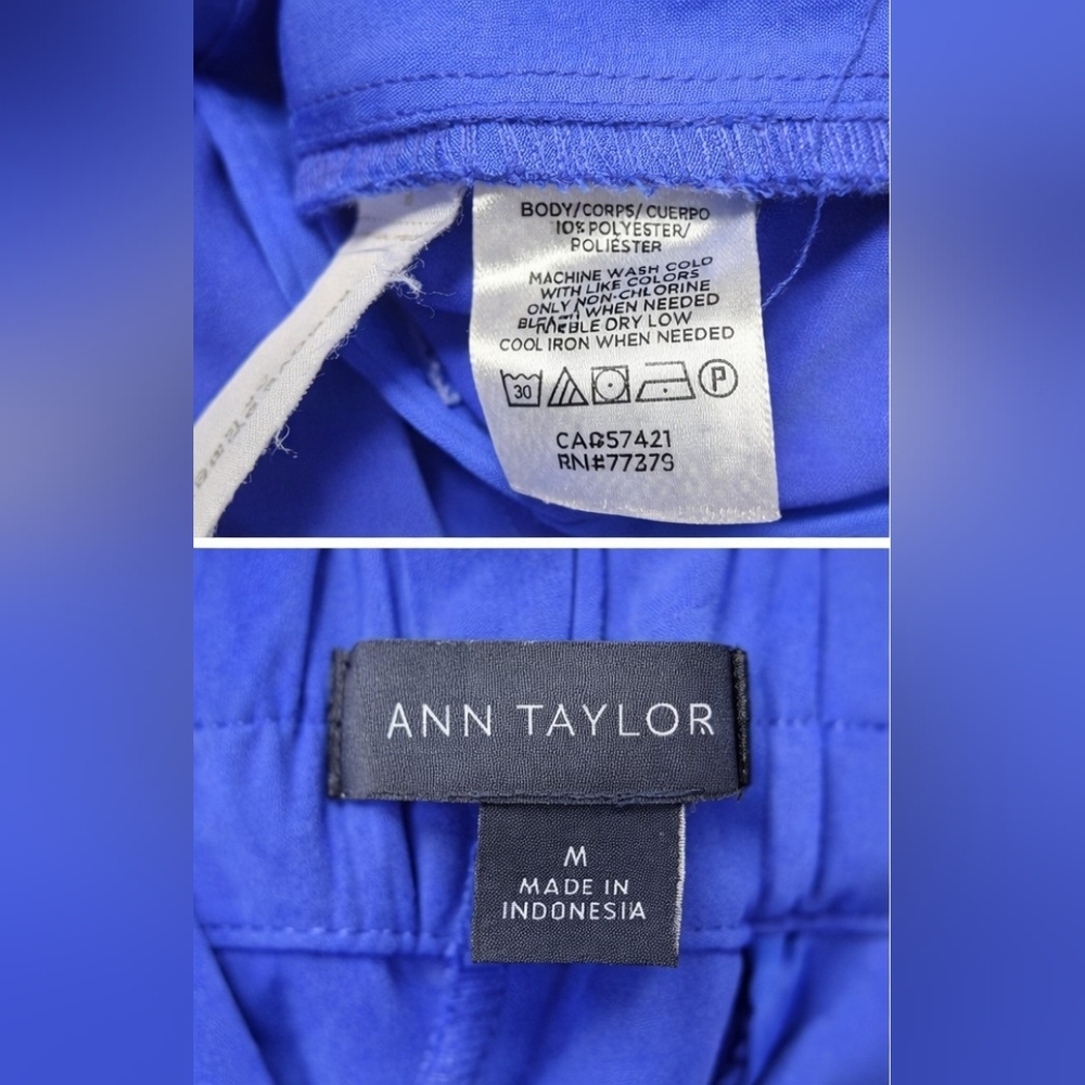 Ann Taylor Pull On Cropped Blue Purple High Rise Dress Pant M - Picture 5 of 6